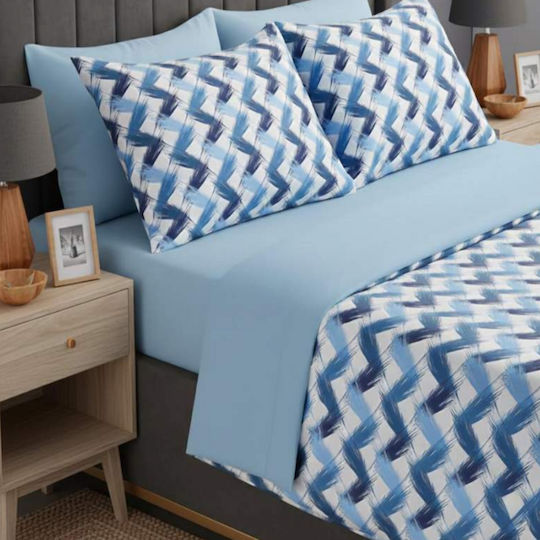 MayHome Set Bettbezug 160x240cm Einzel mit Kissenbezug Hellblau