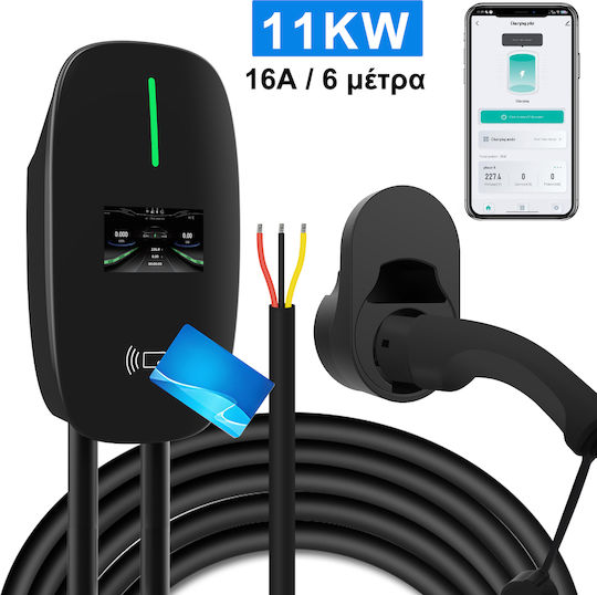 Junsun Wandmontierter Dreiphasiger Elektroauto-Ladestationen 11kW mit Integriertem Kabel Type 2