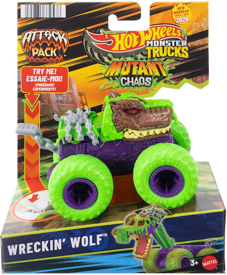 Hot Wheels Attack Pack - Wreckin Wolf Αυτοκινητάκι Monster Trucks Attack Pack Wreckin Wolf Monster Truck
