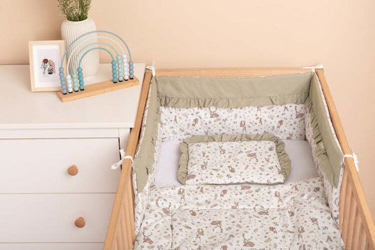 Sensillo Standard Crib Bumper for Crib Guard Rails Forest Beige 30x180cm