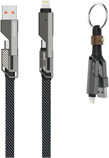 4smarts Combo 2cords Flach 3-in-1 Mehrere Anschlusskabel Set 240w Usb-a Usb-c Blitzschlag 1,5m + Schlüsselanhänger Kabel Graphit 541456