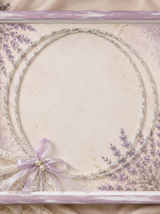 Lavender Romance Caz Pentru Coroane De Nuntă Montat Pe Perete Pătrat Din Lemn Ecru