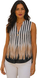 Yookie Blouse Beige Cream And Black Shades