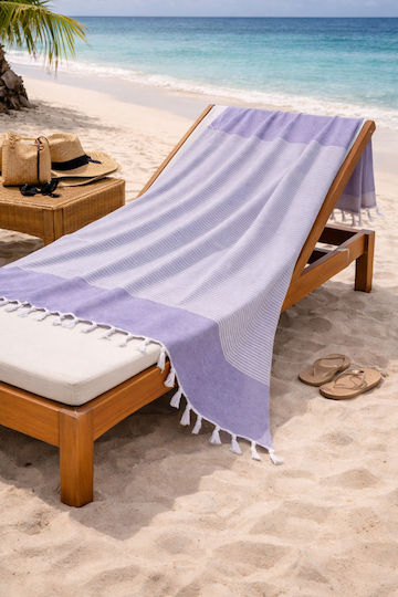 SteweHome Beach Towel Pareo Cotton Purple 170x90cm