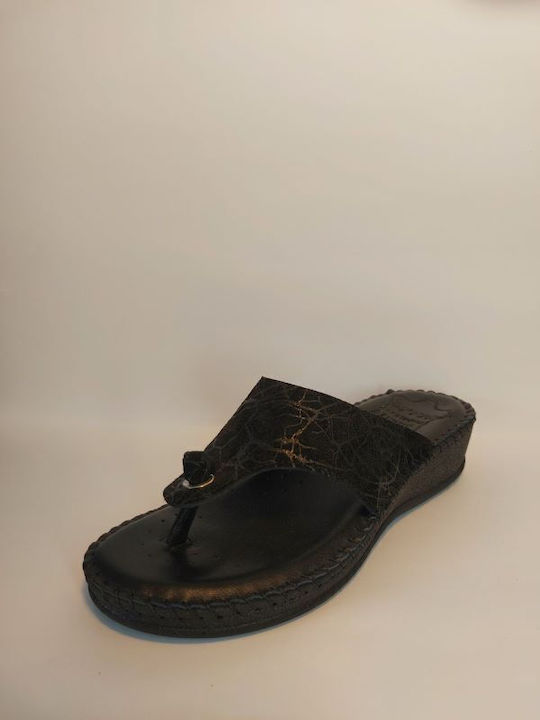 Ovvio Leder Flache Damen Sandalen Schwarz
