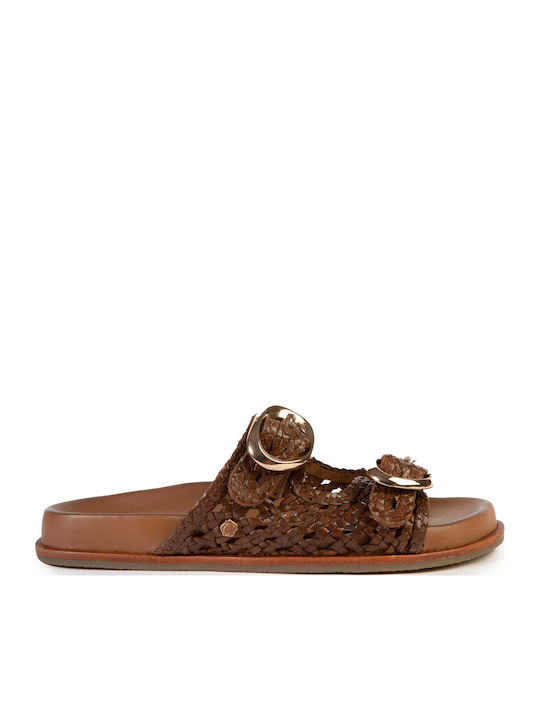 Carmela Leather Women's Flat Sandals Flatforms Brown