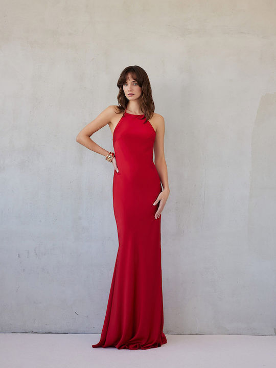 Summer Maxi Dress for Wedding and Christening Red