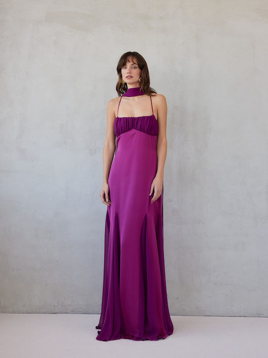 Maxi Satin Dress Magenta