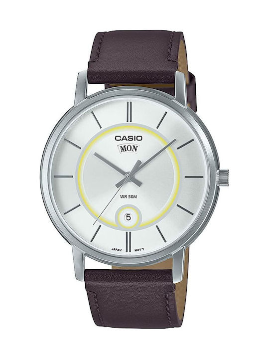 Casio Enticer Мъжки Часовник 41mm На Батерия С Кафява Кожена Каишка