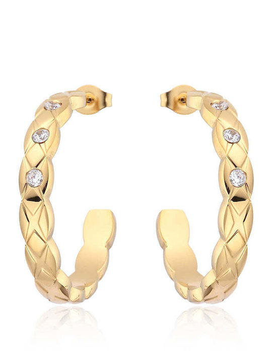 Asimi Body Piercing Μονό Σκουλαρίκι από Ατσάλι Επιχρυσωμένο με Πέτρες