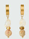 The Gem Stories Gold Plated Steel Hoop Earrings with Beige Stones