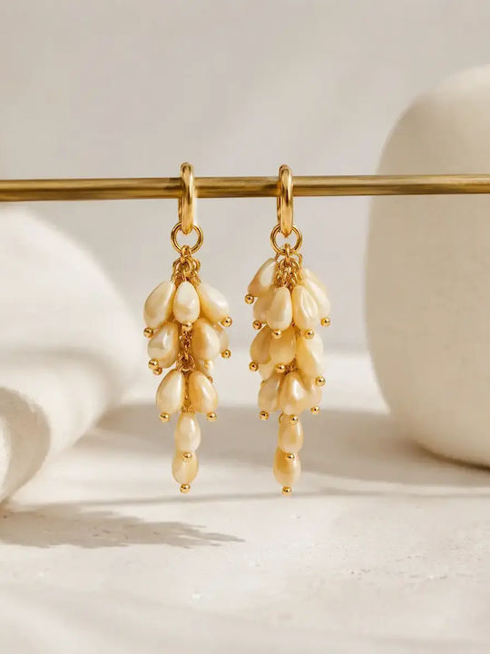 The Gem Stories Stud Earrings Made of Steel with Beige Stones