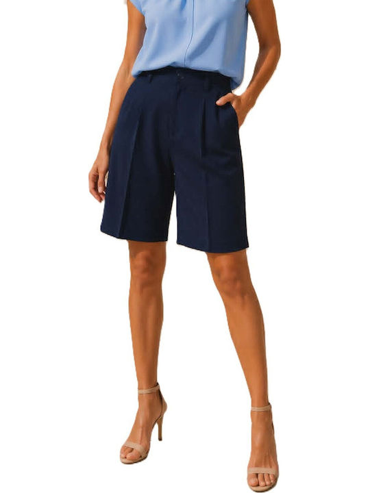 Women's High Rise Pantaloons with Rubber Band in Loose Fit Dark Blue