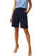 Women's High Rise Pantaloons with Rubber Band in Loose Fit Dark Blue
