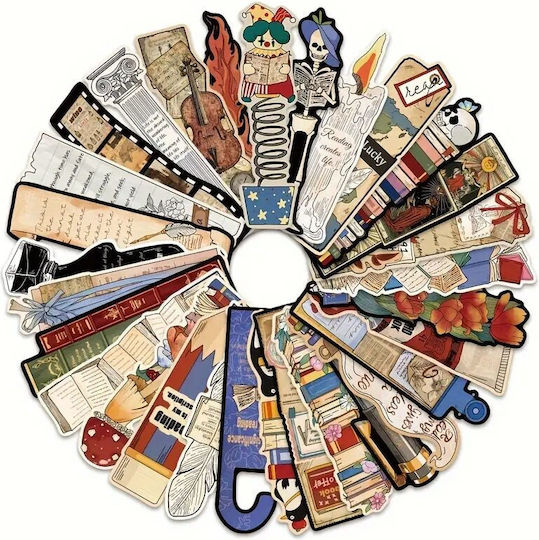 Set 30 Semne De Carte Din Carton Pentru Pasionați De Lectură Stil Vintage Multicolor Bej 15 X 4 Cm