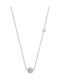 Silver And More Necklace With Flower Design In Pink Gold Plated Steel Pink