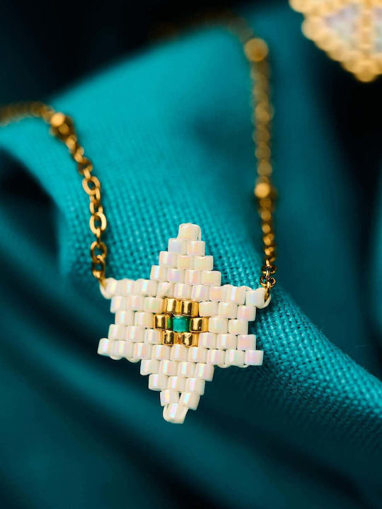The Gem Stories Necklace With Star Design In Gold Plated Silver Turquoise