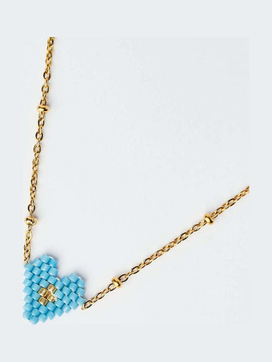 The Gem Stories Necklace With Heart Design In Gold Plated Silver Blue