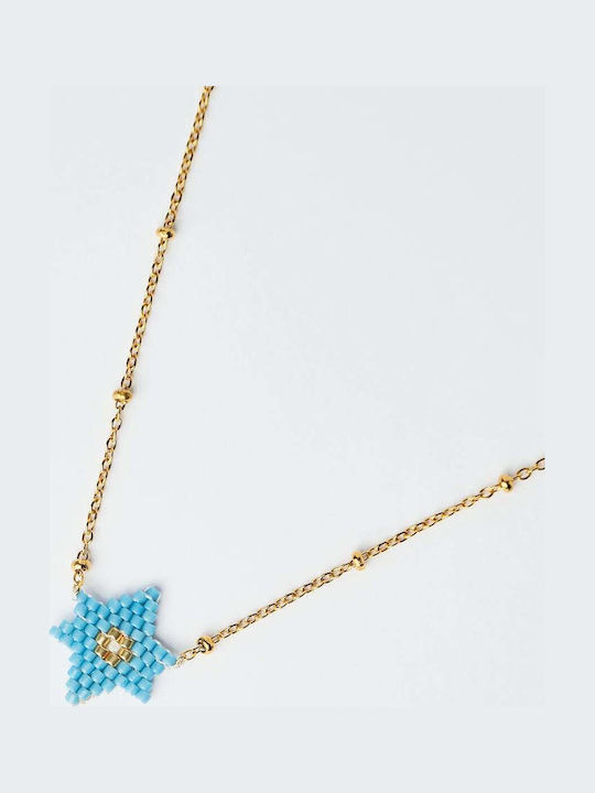 The Gem Stories Necklace With Star Design In Gold Plated Silver Blue