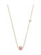 Silver And More Necklace With Flower Design In Pink Gold Plated Steel Pink
