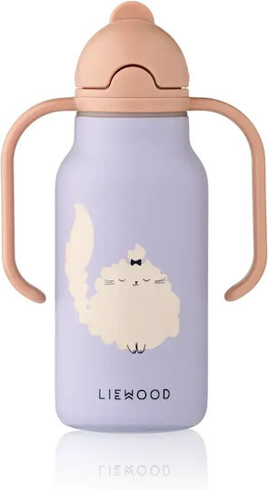Liewood Cat Ανοξείδωτο Παιδικό Παγούρι Θερμός με Pop-Up Καπάκι Λιλά 250ml