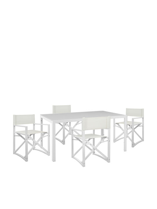 Outdoor Dining Set Dupre 5pcs White