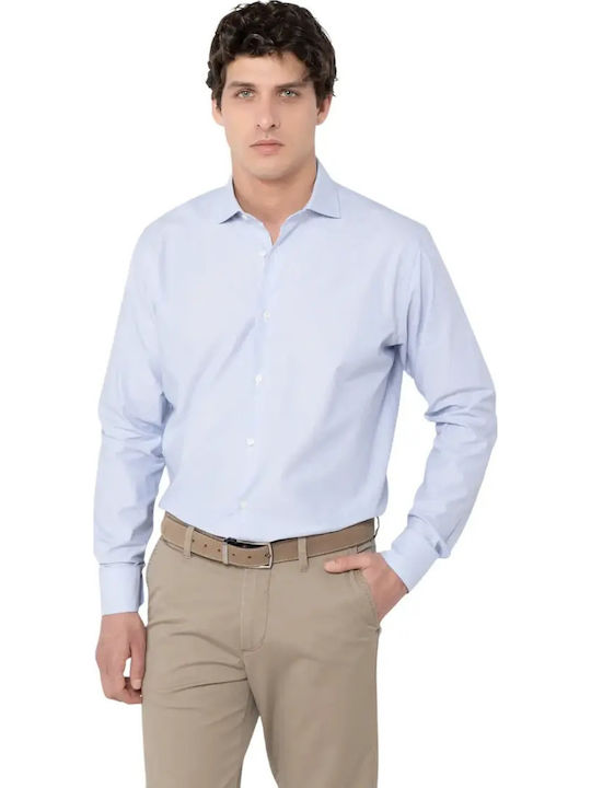 Dobby Long Sleeve Denim Shirt in Regular Fit Sky Blue
