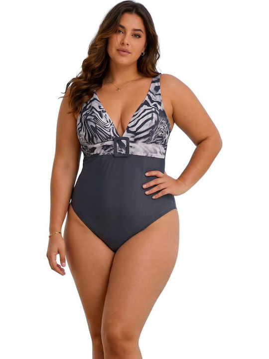 One Piece Swimsuit with Light Padding Anthracite