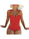 Strapless Ein Stück Badeanzug Rote LU.M121rot