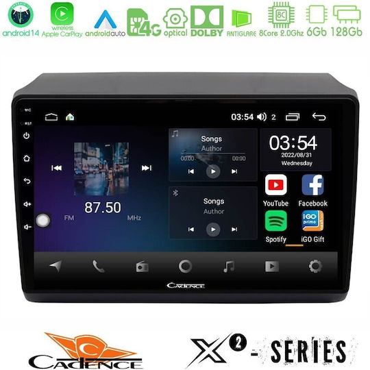 Cadence Car Audio System for Peugeot Boxer Fiat Ducato Citroen Jumper 2025-2026 Bluetooth USB Wi-Fi GPS Apple CarPlay Android Auto with 9 Inch Touch Screen