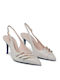 Leather Pointed Heels with Strap & High White Heel