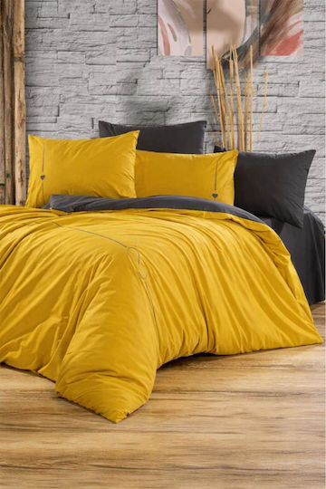 SteweHome Duvet Cover Set 200x220cm Double With 2 Pillowcases Yellow