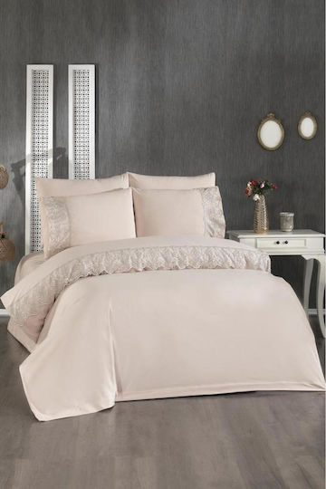 SteweHome Duvet Cover Set 200x220cm Double With 2 Pillowcases Brown