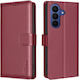 Binfen Book Synthetic Leather Silicone Red Mobile Phone Case Galaxy A57