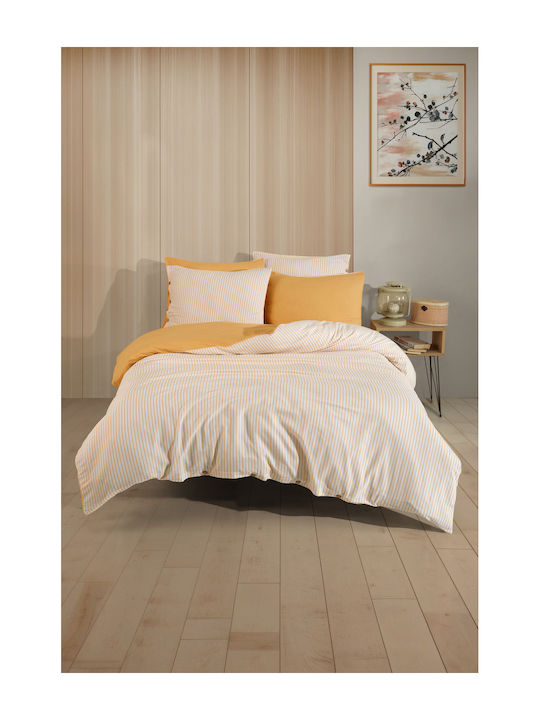 SteweHome Σετ Παπλωματοθήκη 200x220cm Διπλή με 2 Μαξιλαροθήκες Ριγέ
