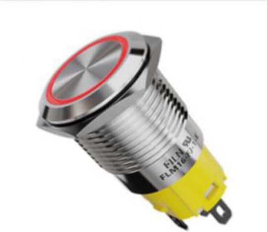 Flm16-fj-220v-red Διακοπτης Φ16mm 220v Κοκκινο Φωτισμο