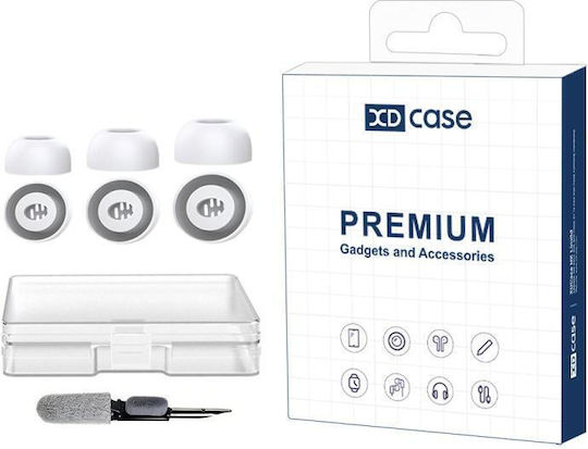Huawei Freebuds 6i 5i 4i Xdcase 3 Ζεύγη Ανταλλακτικών Σιλικονούχων Ακουστικών Μέγεθος S M L Βουρτσάκι Καθαρισμού Τυχαίο Διαφανές Λευκό
