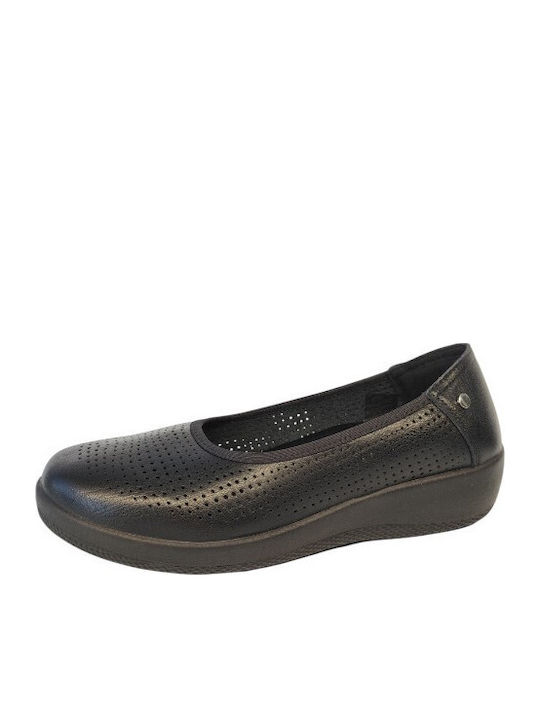 Leather Women's Ballerina Shoes in Black Colour