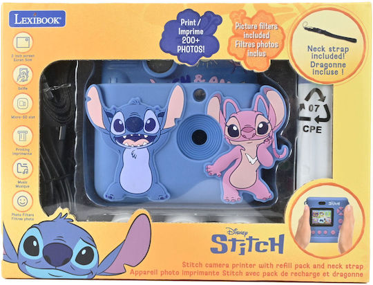 Lexibook Starcam Stitch Kids Camera 12MP with Thermal Printing Blue