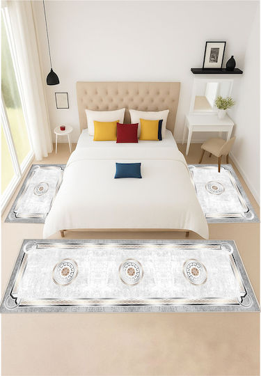 SteweHome Set Modern De Covoare Pentru Dormitor Gri STE-028348-V63416-213566 3 Bucăți