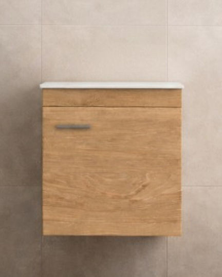 Savvopoulos Emily 50 Vanity Unit Without Sink With Light L49xD29xH55cm Light Hickory