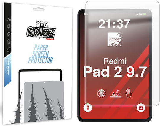 Grizzglass Paperscreen Display Protection Film Compatible Xiaomi Redmi Pad 2 9.7 Inch Transparent