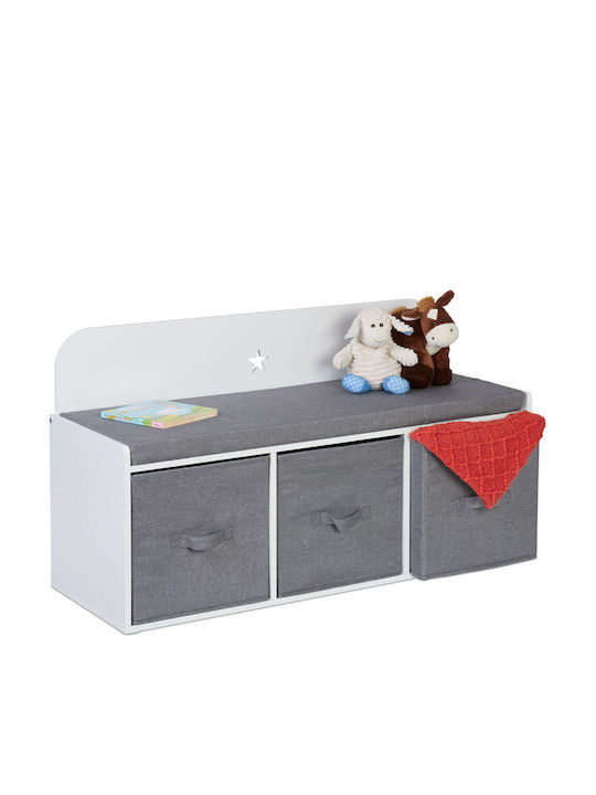 Relaxdays Система за съхранение на играчки от текстил бял 54x99x35см