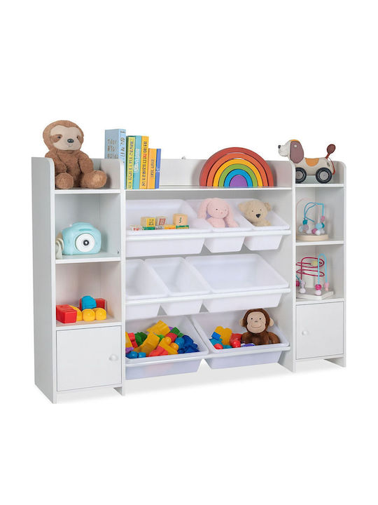 Relaxdays Система за съхранение на играчки от текстил бяла 94x139x30см
