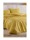 SteweHome Cotton Duvet Cover Set 200x220cm Double With 2 Pillowcases Yellow