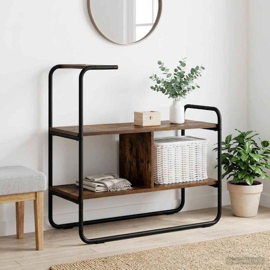 Console Table Made of Wood & Metal Smoked Oak Wood L80xW35xH75cm