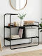 Console Table Wood & Metal Black Oak L80xW35xH75cm
