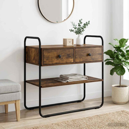 Console Table Made of Wood & Metal Smoked Oak Wood L80xW40xH75cm Console Table Made of Wood & Metal Smoked Oak Wood L80xW40xH75cm