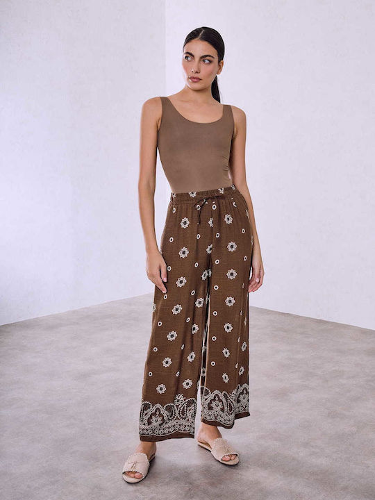 Celestino Damenhose Imprägniert Viskose Loose Fit Braun