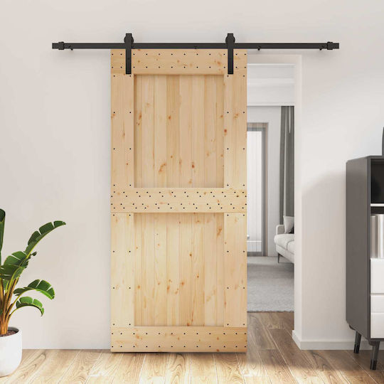 Vidaxl Плъзгаща Се Врата Естествено Черно 95 X 210 См